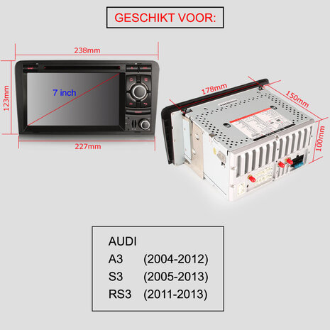 Cartronix Audi A3 S3 RS3 – Android 10 Autoradio – EU Navigatie & Bluetooth – 2003 t/m 2012 Cartronix Audi A3 S3 RS3 – Android 10 Autoradio – EU Navigatie & Bluetooth – 2003 t/m 2012
