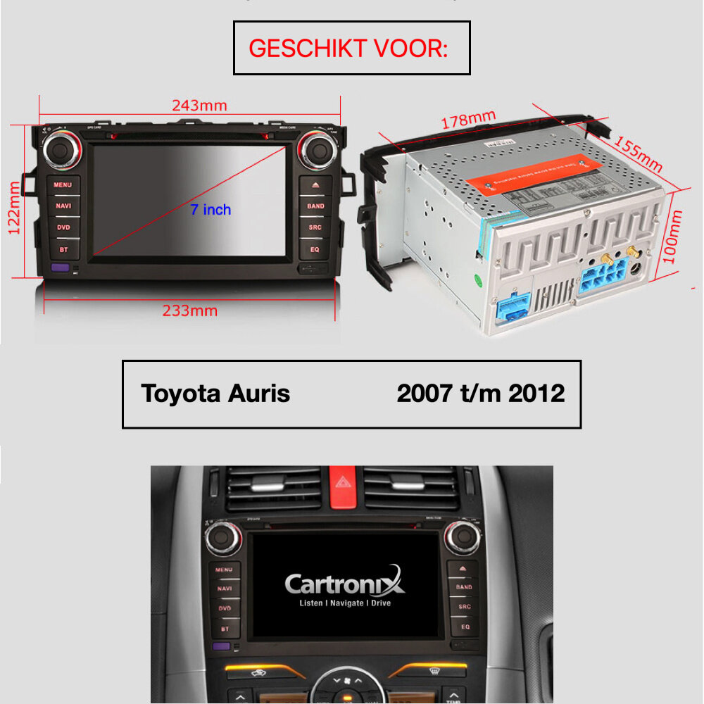 Cartronix Toyota Auris Autoradio | EU Navgatie & CarPlay | Android 11 Cartronix Toyota Auris Autoradio | EU Navgatie & CarPlay | Android 11