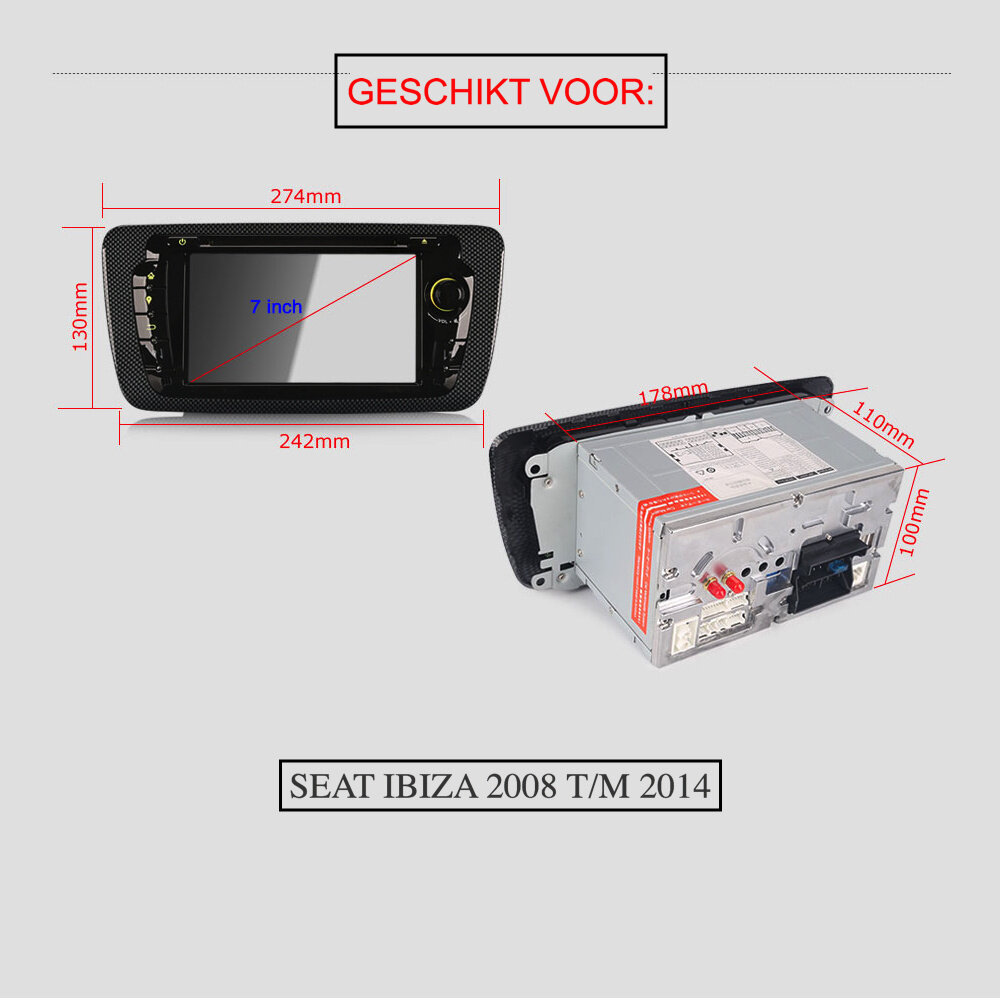 Cartronix Seat Ibiza Autoradio | Draadloos CarPlay | 32GB