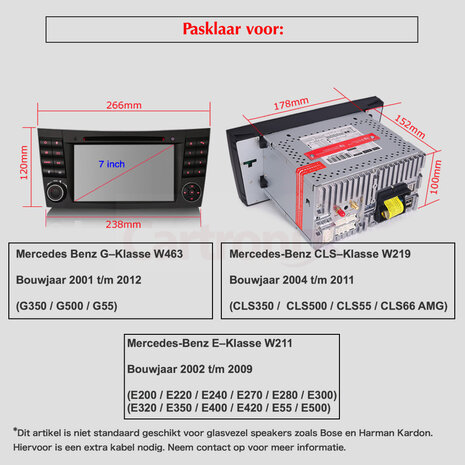 Cartronix Mercedes CLS w219 navigatie | E-Klasse w211 autoradio | G-klasse W463