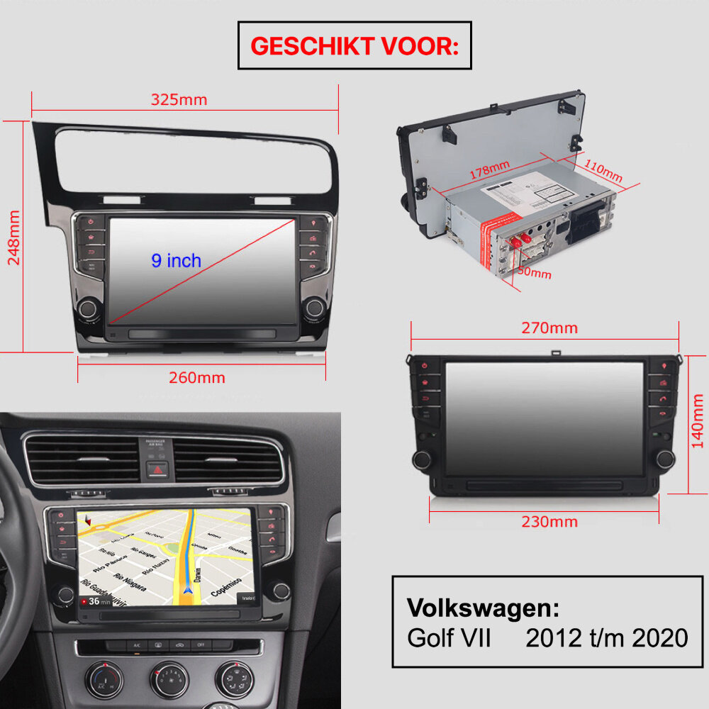 Cartronix Volkswagen Golf 7 CarPlay | EU Navigatie | Android 12