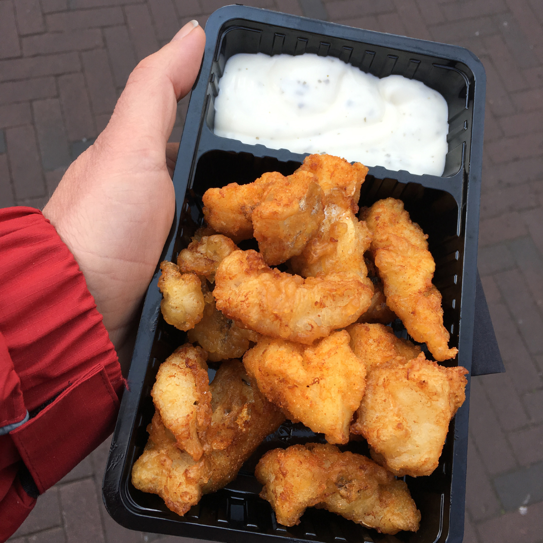 Dutch fried fish (kibbeling)