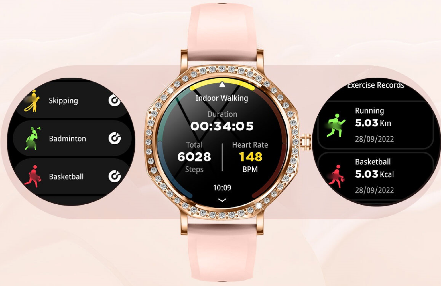 THOGO smartwatch dames - 100 sport modes - bellen via bluetooth