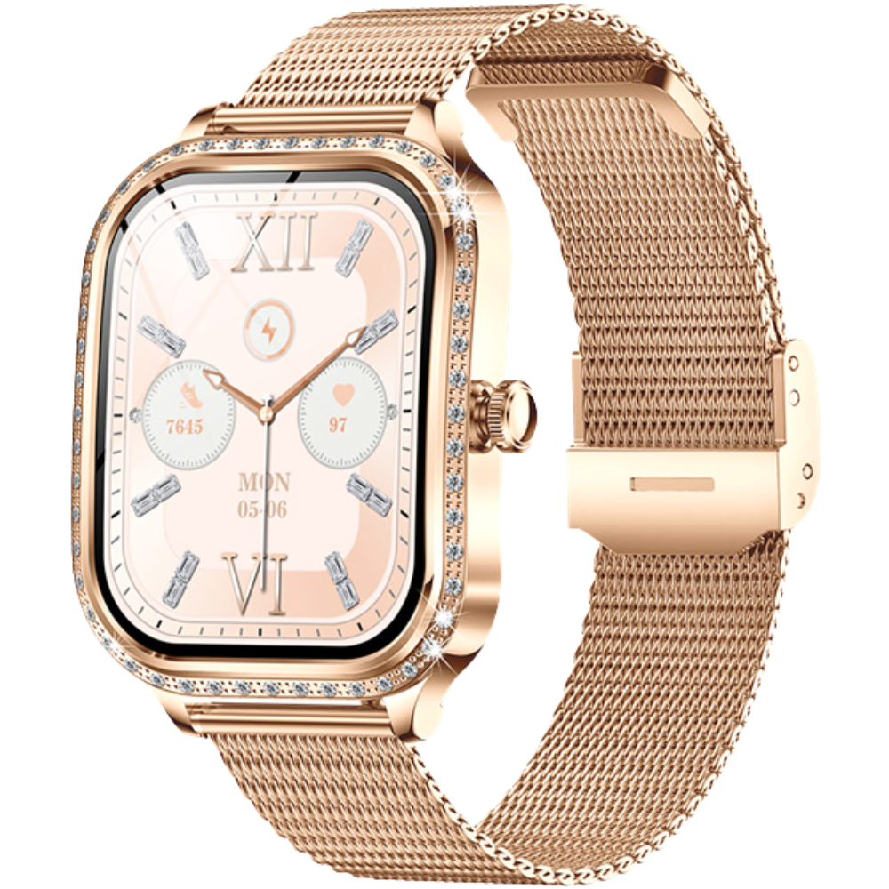 THOGO smartwatch dames - bellen via bluetooth - stappenteller & hartslagmeter - 120 sport modus - 10 dagen batterijduur