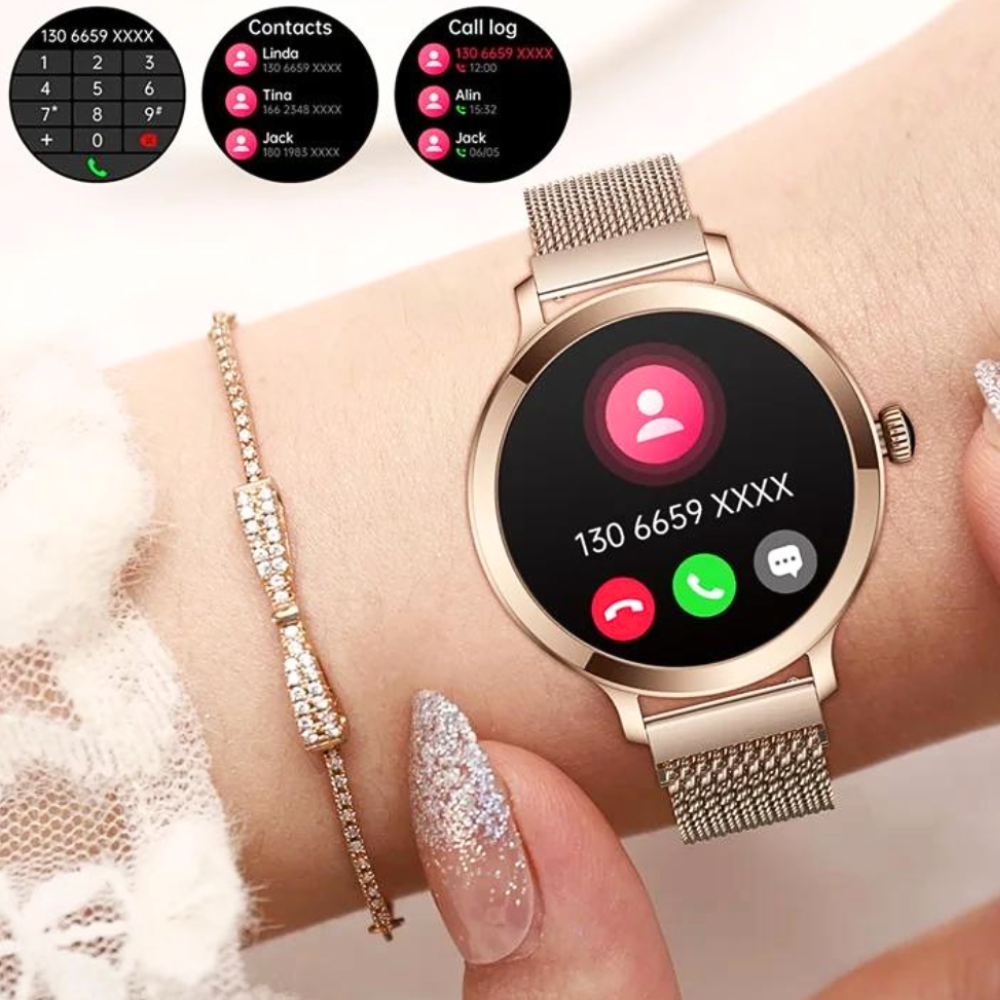 THOGO smartwatch dames - 1,1 inch AMOLED beeldscherm - bellen via bluetooth