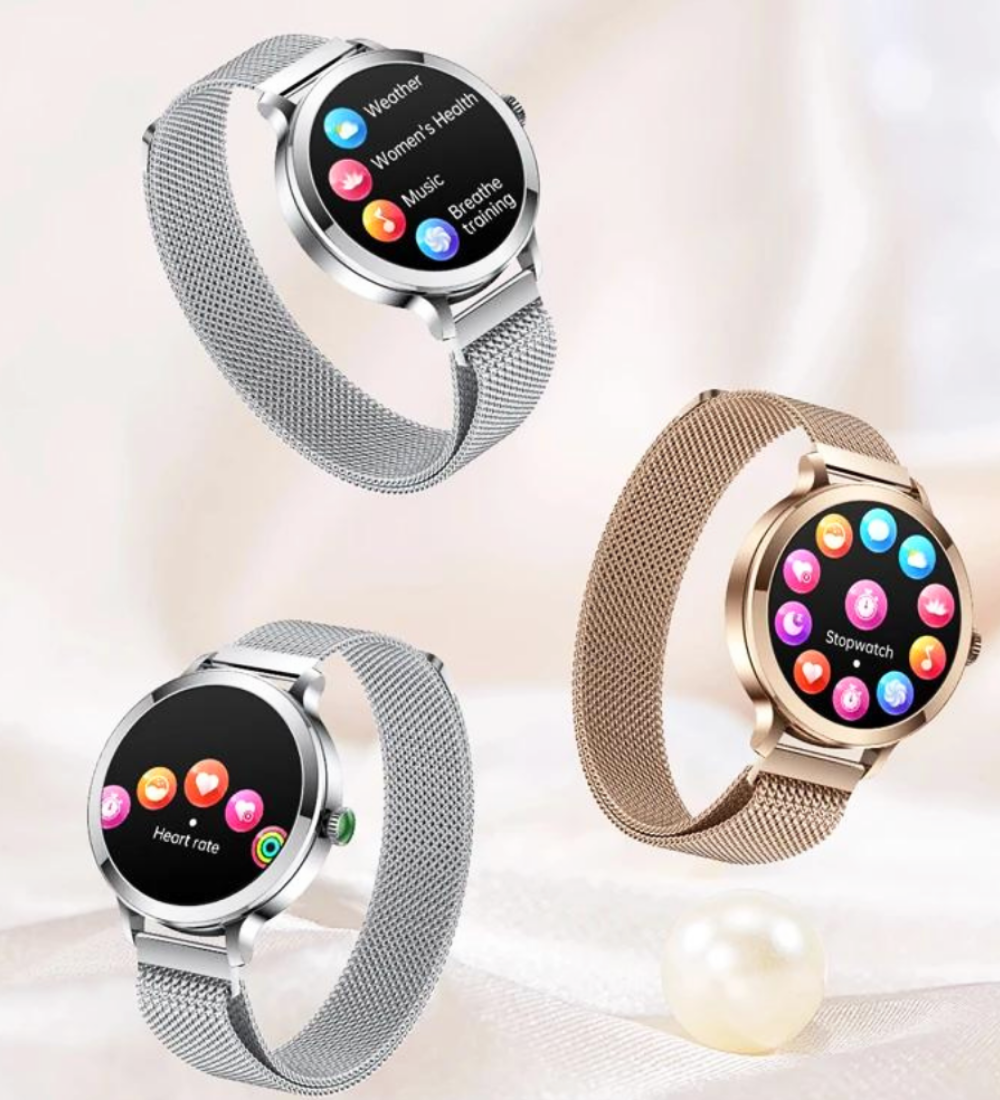 THOGO smartwatch dames - 1,1 inch AMOLED beeldscherm - bellen via bluetooth