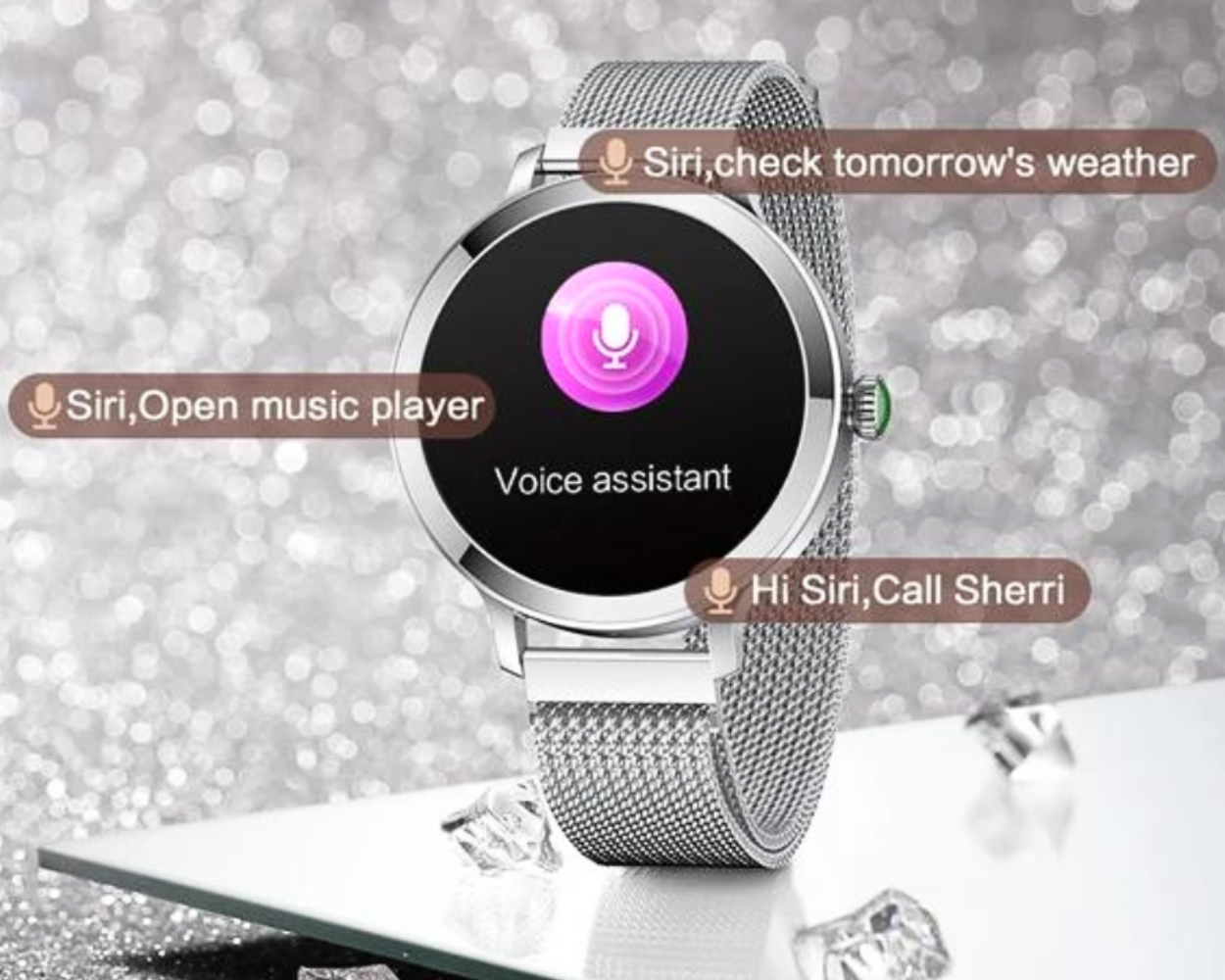 THOGO smartwatch dames - 1,1 inch AMOLED beeldscherm - bellen via bluetooth