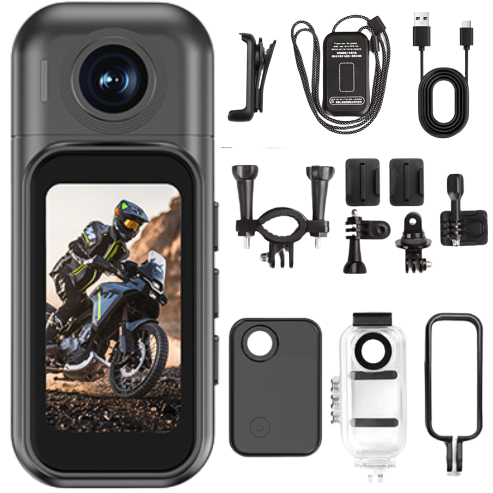 THOGO action camera - 4K - 180 graden draaibaar - 14 uur batterijduur - waterdicht - incl. accessoires
