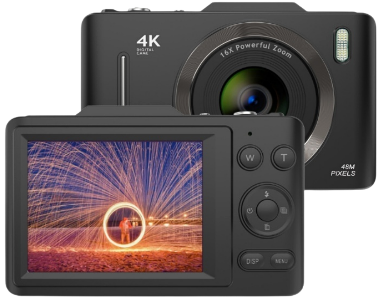 THOGO compact camera - 4K & 48MP - 16x zoom - 5 uur batterijduur