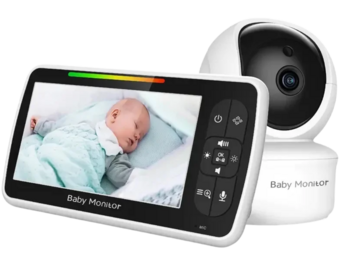THOGO babyfoon met camera - 5 inch Full HD - nachtvisie - 360 graden automatisch draaibaar - 48 uur batterijduur