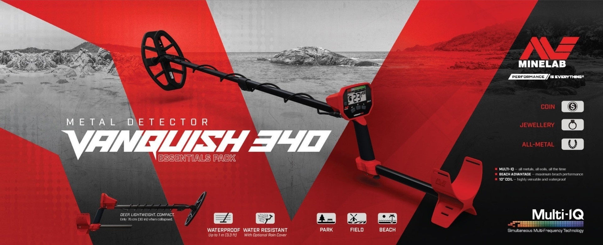 Minelab Metaaldetectors Minelab Vanquish 340 Metaaldetector