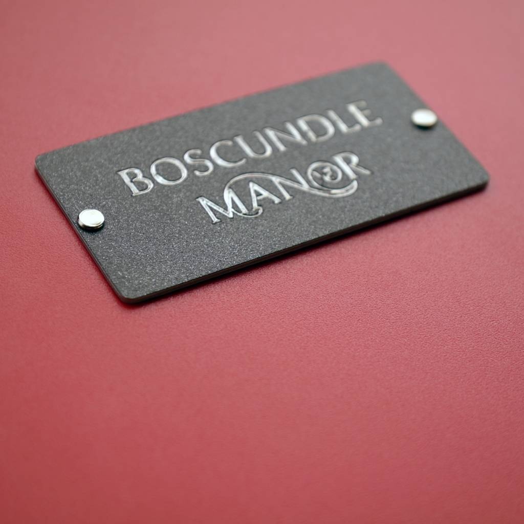 Label with logo engraving