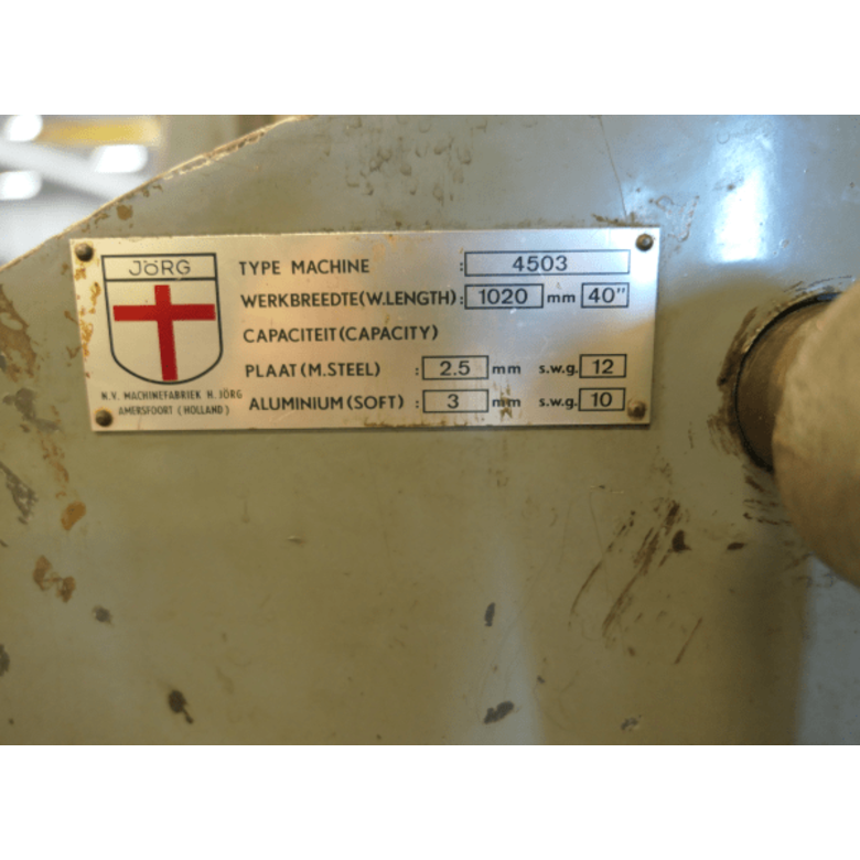 JÖRG M1399 JÖRG Plaatwals 4503 Gebruikt