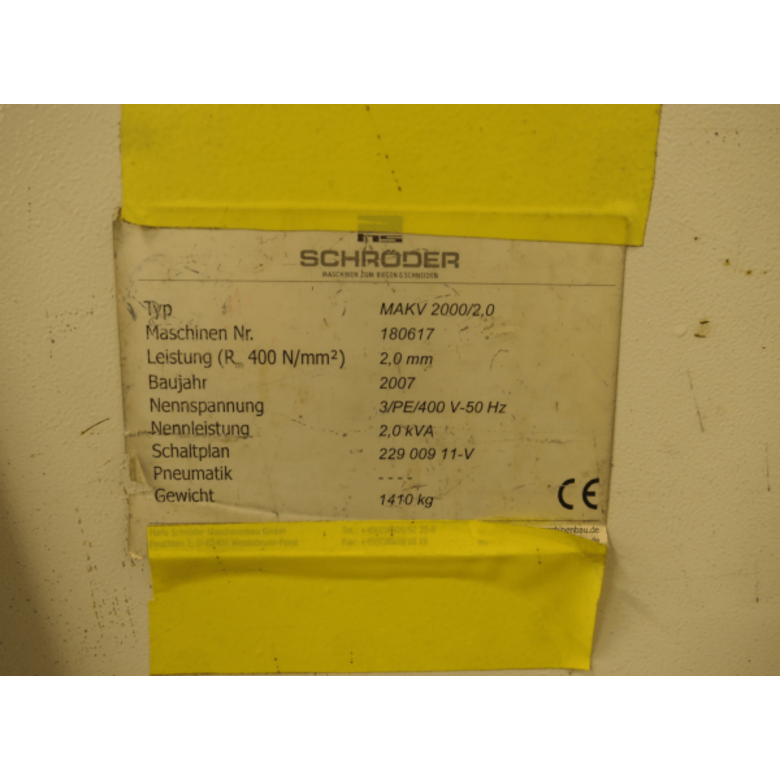 M1444 Schroder Folding Machine MAKV 2000 Used
