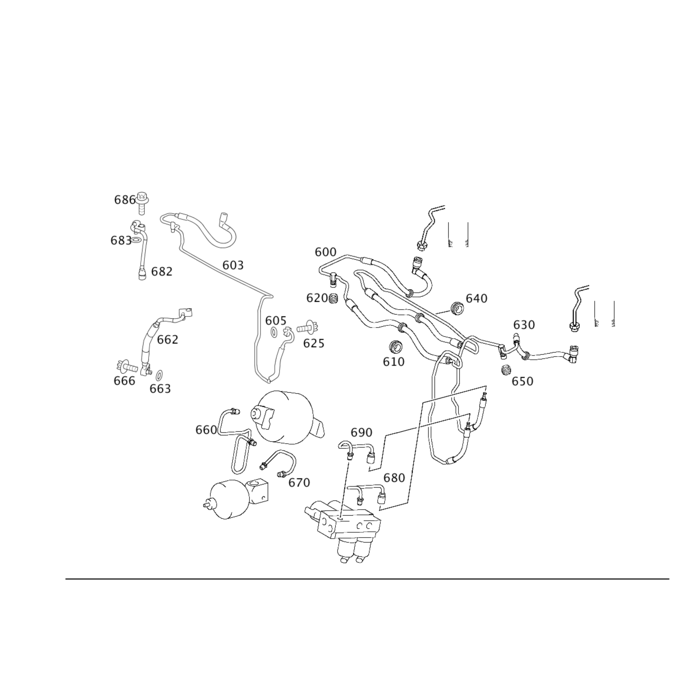 MERCEDES BENZ Tuyau hydraulique ABC SL-Class R230 tuyau tube pipe