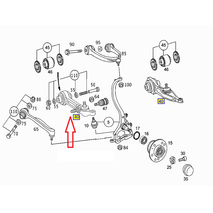 MERCEDES-BENZ Mercedes CL-Class S-Class C215 W220 ABC front lower wishbone left/right A2153300307 A2153300607