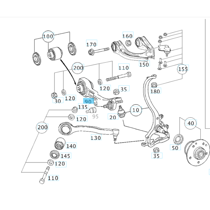 MERCEDES-BENZ Mercedes SL Clase R230 ABC brazo de control inferior delantero izquierdo A2303301507A2303303907