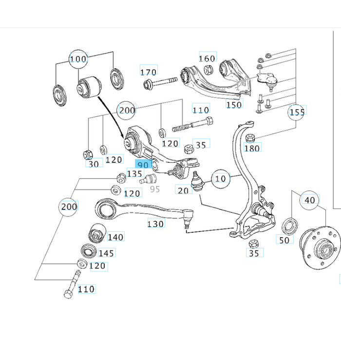 MERCEDES BENZ SL Classe R230 ABC braccio oscillante anteriore inferiore destro