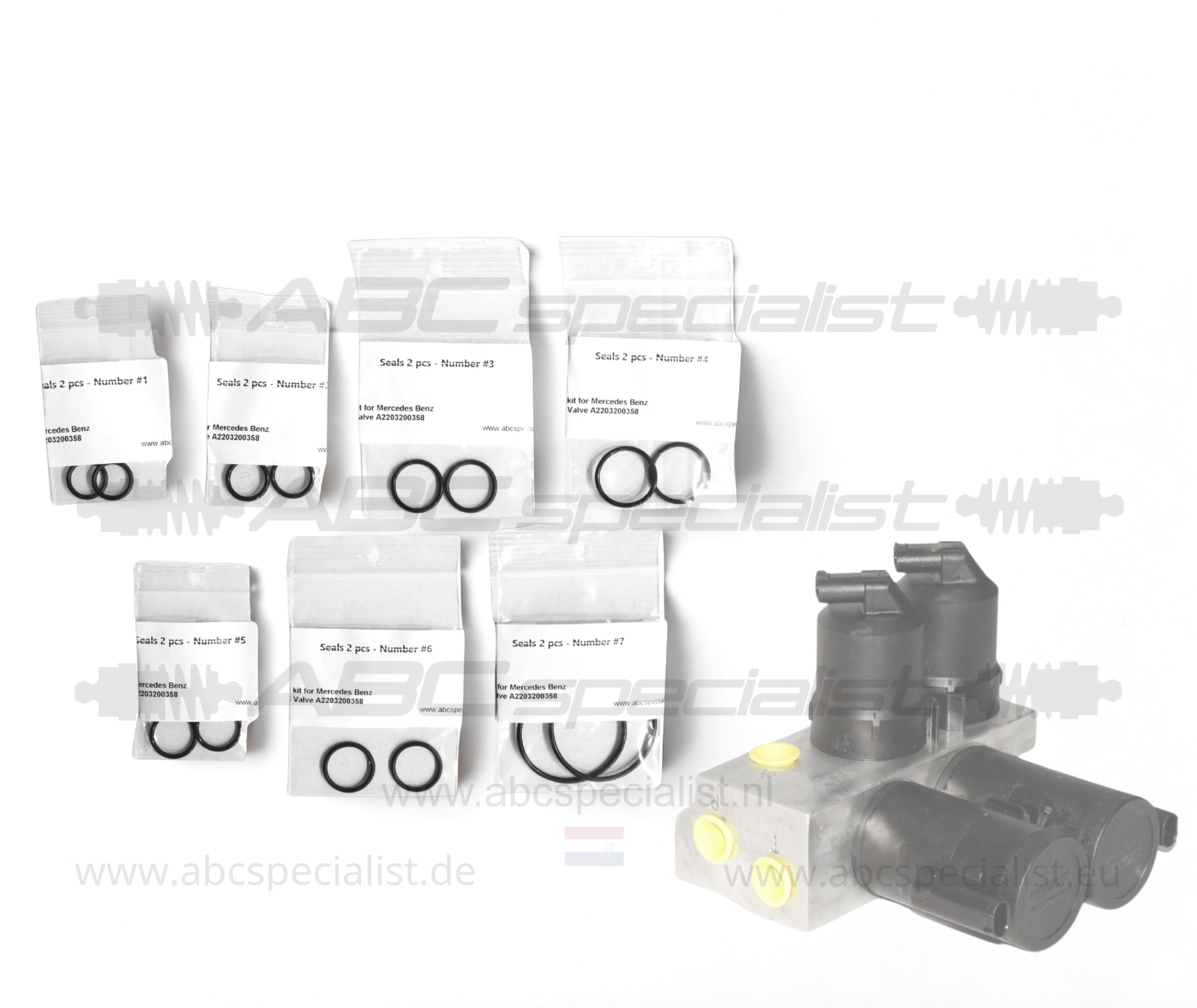 MERCEDES-BENZ Mercedes Kit de Réparation Bloc de Vannes ABC Mercedes Classe S W220, CL C215, SL R230 – Joints d'Étanchéité – A2203200358 A2203280031