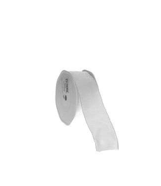 4A White fabric with wire ribbon | 38 millimetres wide | Length 20 metres | Per piece