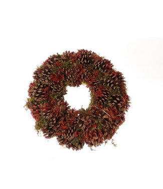 4A Red wreath with pine cones and moss | Diameter 40 centimetres | Per piece