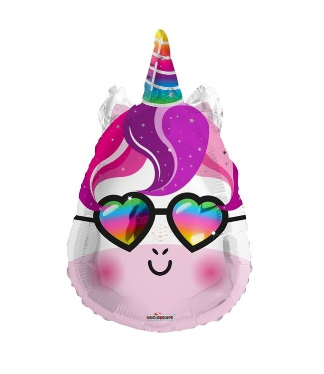 Ballon kaléidoscope rose en papier d'aluminium Licorne | Hauteur 45 centimètres | Commande par 10 ballons