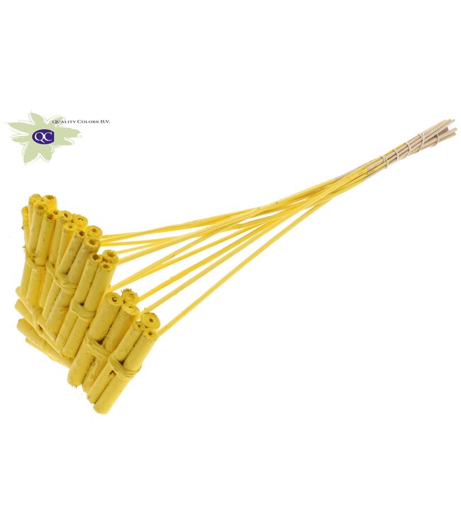 Jute Stick Posy on stem Covered Yellow | Per 50 stuks te bestellen