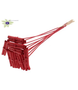 QC Jute Stick Posy on stem Covered Red | Per 50 stuks