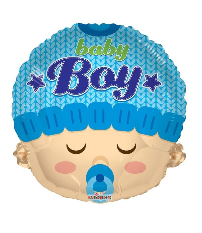 Middenblauwe Kaleidoscope folie ballon Baby Boy | Hoogte 45 centimeter | Per 10 ballonnen te bestellen