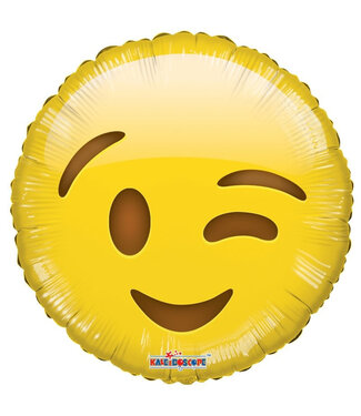 4A Gele folie ballon knipoog Emoji | Hoogte 45 centimeter | Per 10 stuks