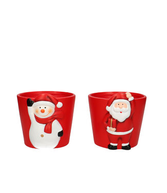 4A Kerst Pot Xmas deco d12*10cm ass | Per 12 stuks