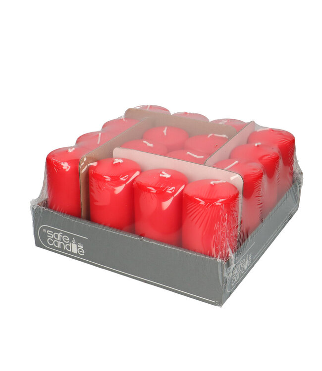 Red Safe Candle stumpfe Kerze | Durchmesser 6 Zentimeter | Höhe 12 Zentimeter | Bestellung pro 16 Kerzen