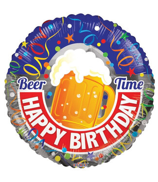 4A Gemengde kleuren folie ballon Happy Beertime Birthday | Hoogte 45 centimeter | Per 10 stuks