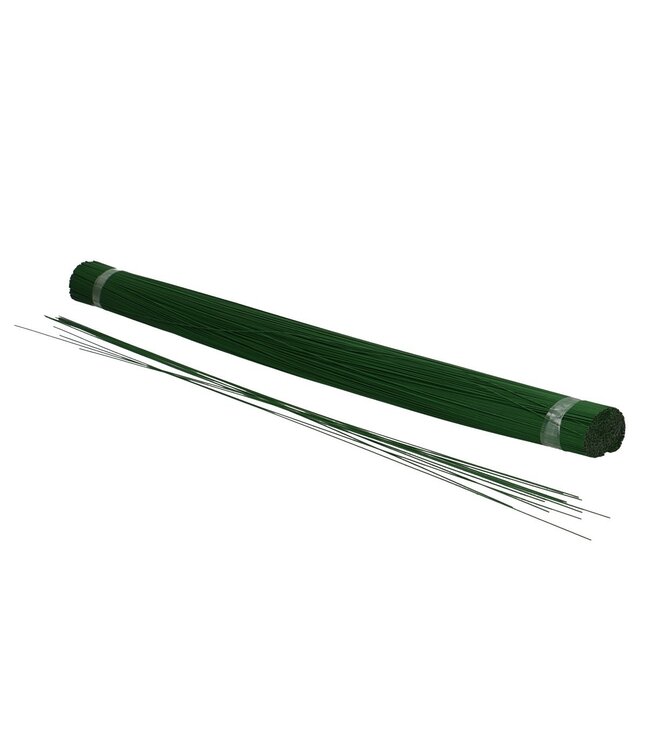 Dark green lacquered flower wire stub | 8 millimetres thick | Length 50 centimetres | Weight 2.5 kilogrammes | Ordered by piece
