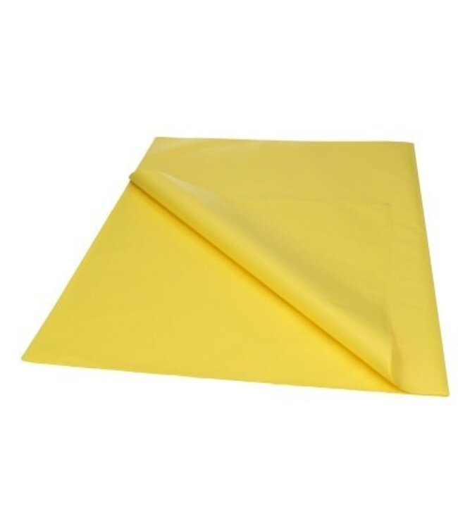 Feuille de papier de soie jaune | Dimensions 50 x 75 centimètres | Poids 17 grammes | 480 feuilles par emballage | Disponible à l'unité