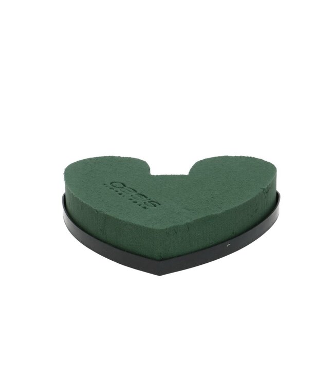 Cœur en mousse florale Oasis verte | Dimensions 16 x 16,5 x 3 centimètres | Commande par lot de 4 pièces
