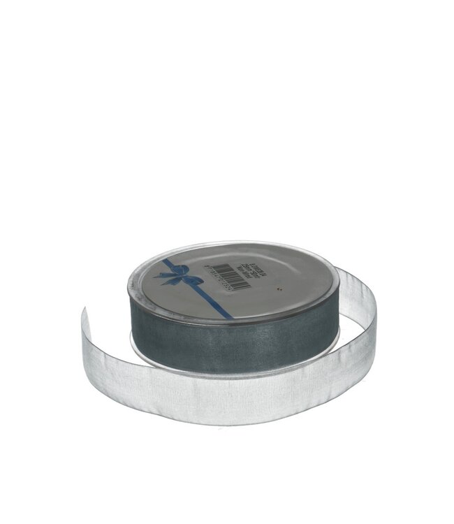 Zilverkleurig Organza lint | 25 millimeter breed | Lengte 50 meter   | Per stuk te bestellen