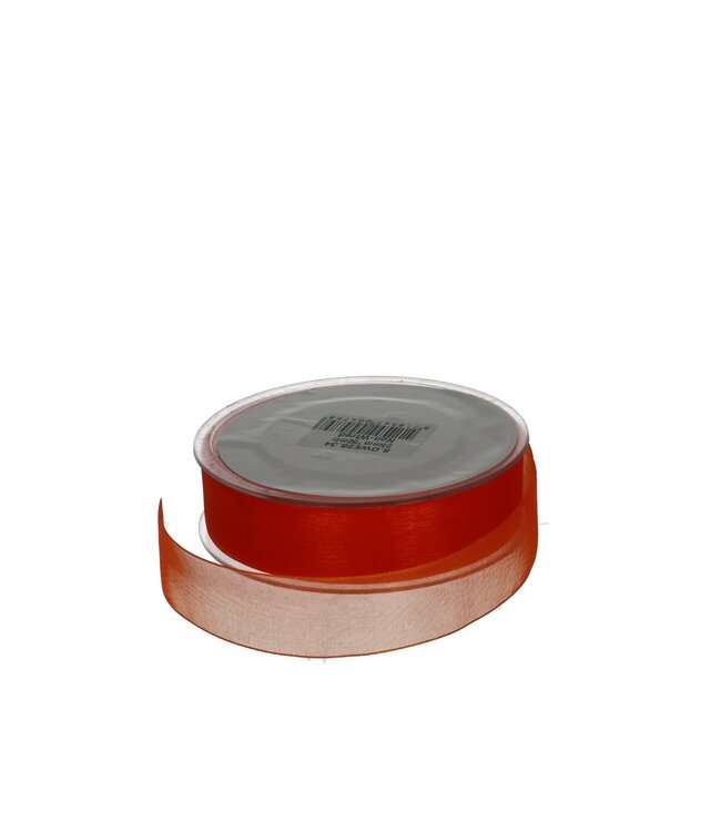 Oranje Organza lint | 25 millimeter breed | Lengte 50 meter   | Per stuk te bestellen