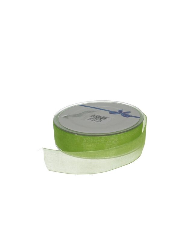 Apple green Organza ribbon | 25 millimetres wide | Length 50 metres | Ordered by piece