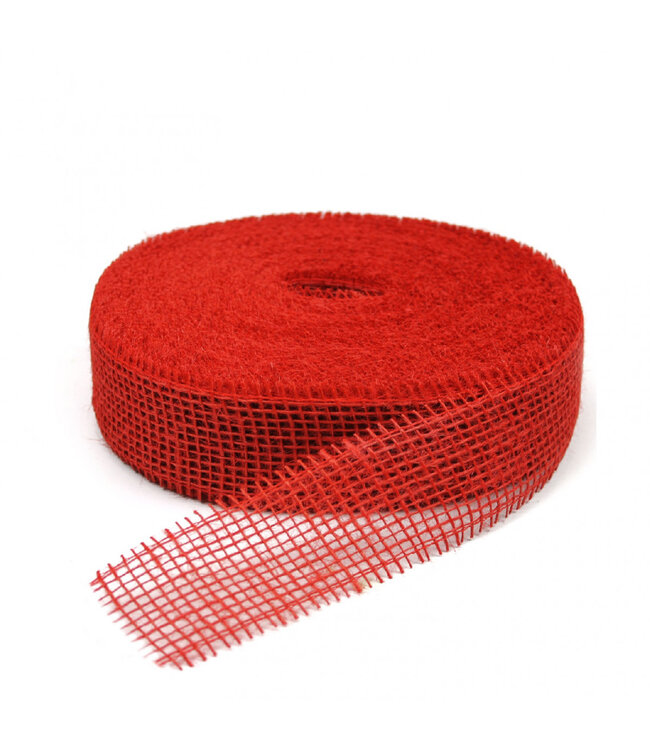 Rood jute lint | Breedte 50 millimeter | Lengte 40 meter   | Per stuk te bestellen