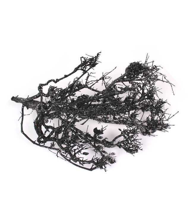 Bonsai twig 30-50cm p.pc Black + Silver Glitter | Per 4 stuks te bestellen