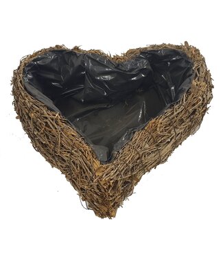 QC Planter pinar Heart L40cm B40cm Natural  | Per stuk