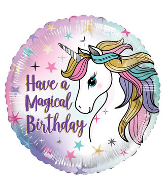 4A Gemengde kleuren biologisch afbreekbare ballon Eenhoorn Magical Birthday | Hoogte 45 centimeter | Per 10 stuks