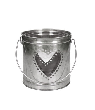 4A Grijze zinken Moederdag pot met hart | Diameter 13 centimeter | Hoogte 13 centimeter | Per 9 stuks