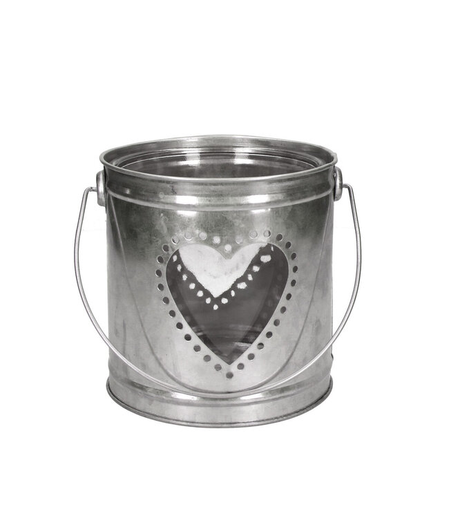 Grijze zinken Moederdag pot met hart | Diameter 13 centimeter | Hoogte 13 centimeter | Per 9 stuks te bestellen