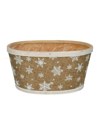 4A Naturelle houten snowflake bloempot plantenbak | Afmeting 22 x 18 x 11 centimeter | Per 10 stuks