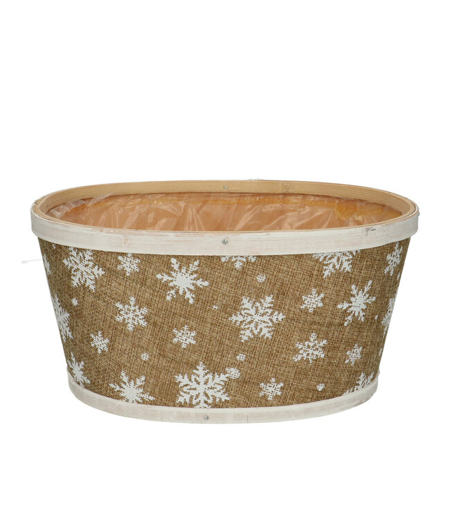 Naturelle houten snowflake bloempot plantenbak | Afmeting 22 x 18 x 11 centimeter | Per 10 stuks te bestellen