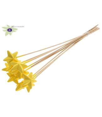 QC Styro Star flat type on stem Yellow | Per 50 stuks