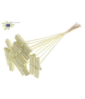 QC Jute Stick Posy on stem Covered Creme | Per 50 stuks