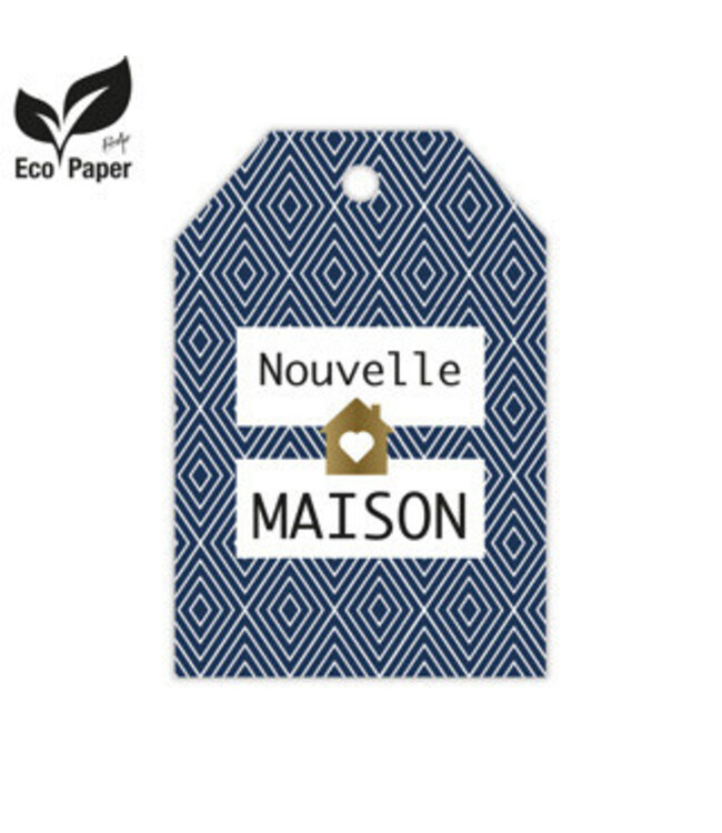 Blue and white labels with French text "Maison Douce" | Width 5 centimetres | Height 8 centimetres | Available to order in sets of 20